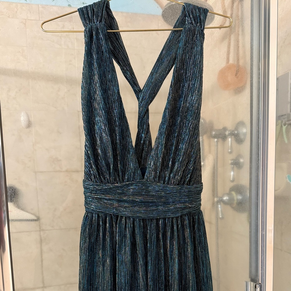 Lulu's Blue Ruched Halter Sundress